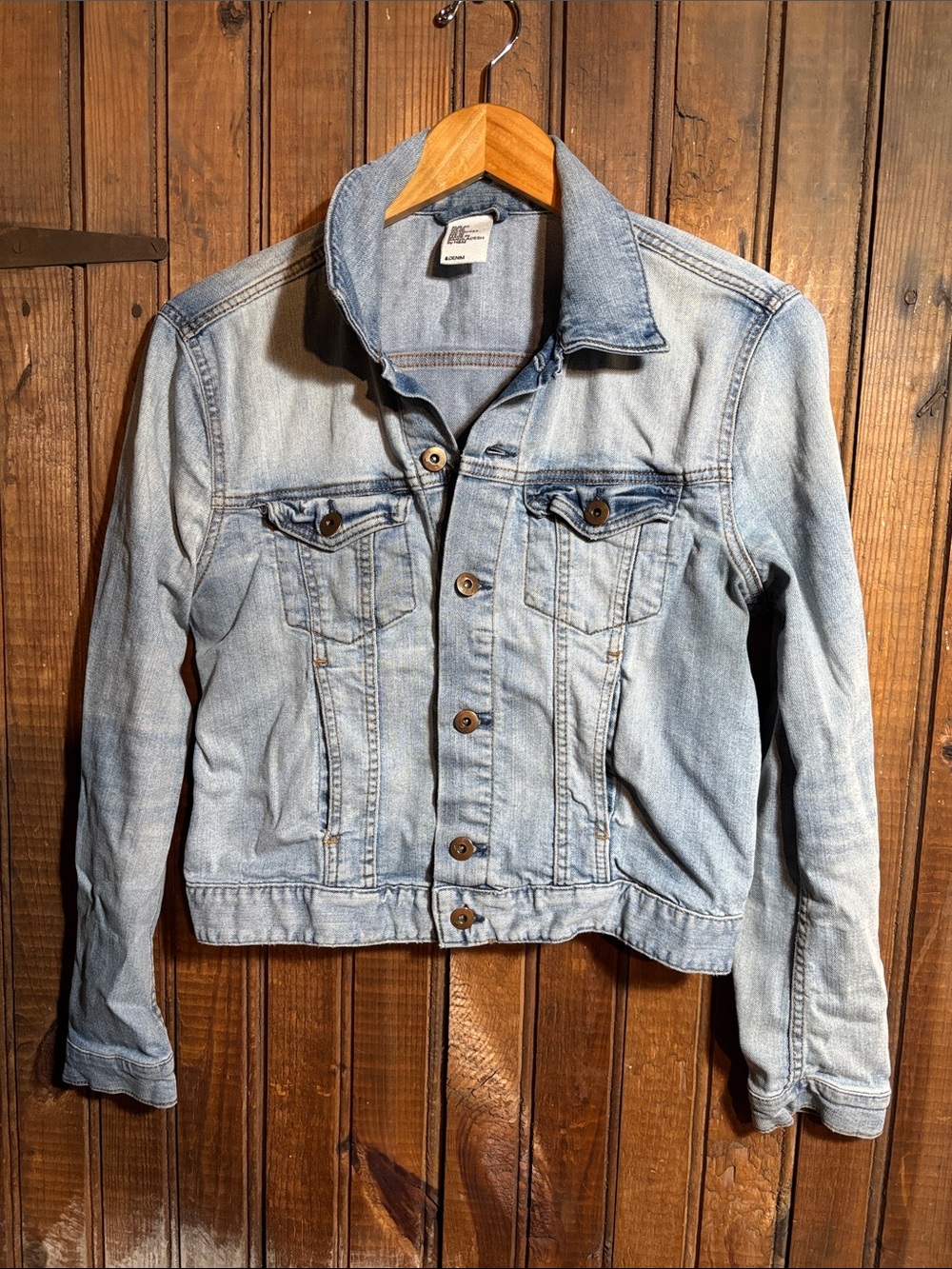 Nicely Faded Light Blue Denim Jacket - Classic Women's Jean Jacket